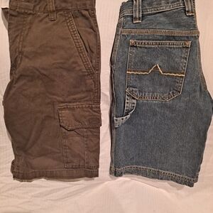 Youth Sz 12 Brown Cargo Shorts & Blue Denim Shorts Duo